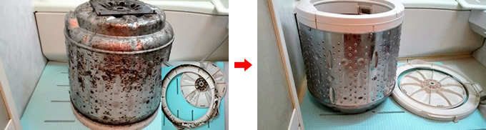 全自動洗濯機の分解洗浄クリーニング例